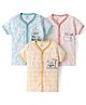 CUCUMBER Sinker Knit Half Sleeves Construction Vehicles & Animal Printed Jhablas Pack Of 3 - Baby Pink Light Blue & Cream