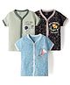CUCUMBER Sinker Knit Half Sleeves Space & Nautical Theme  & Animal Printed Jhablas Pack Of 3 - Light Blue Black & Light Green