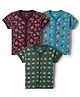 CUCUMBER Sinker Knit Half Sleeves Printed Jhablas Pack of 3 - Dark Green Blue & Maroon