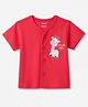CUCUMBER Sinker Knit Half Sleeves Jhablas with Giraffe Print - Red