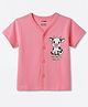 CUCUMBER Sinker Knit Half Sleeves Jhablas with Cow Print - Peach
