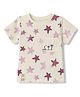 Ollypop Sinker Knit Half Sleeves  T-Shirt with Star Print - Cream