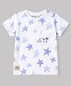 Ollypop Sinker Knit Half Sleeves  T-Shirt with Star Print - White