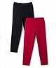 Pine Kids Cotton Lycra Knit Full Length Solid Colour Leggings Pack of 2 - Black & Maroon