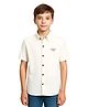 CAVIO Cotton Woven Half Sleeves Bike Riders Text Printed Shirt - Cream