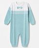 Babyhug Natural Cotton Knit Full Sleeves Winter Wear Romper With Bow Applique - Light Blue