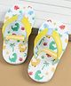 Cute Walk by Babyhug Back Strap Flip Flops with Dino Print - White & Yellow