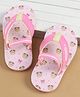 Cute Walk by Babyhug Back Strap Flip Flops with Bear Print - Pink