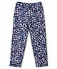 Pine Kids Cotton Lycra Knit Full Length Floral Printed Leggings - Navy Blue