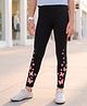 Pine Kids Cotton Lycra Knit Full Length Butterfly Glitter Printed Leggings - Black