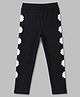 Pine Kids Cotton Lycra Knit Full Length Floral Printed Leggings - Black