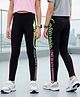 Pine Kids Cotton Lycra Knit Full Length Text Printed Leggings - Black