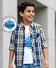 Pine Kids Cotton Woven Half Sleeves Checks Shirt With Printed T-Shirt - Multicolor