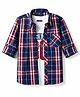 Pine Kids Cotton Woven Half Sleeves Checks Shirt With Printed T-Shirt - Multicolor