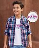 Pine Kids Cotton Woven Half Sleeves Checks Shirt With Printed T-Shirt - Multicolor
