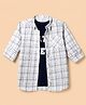 Pine Kids Cotton Woven Full Sleeves Checks Shirts & Text Printed T-Shirt - White