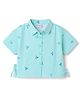 Babyhug Cotton Woven Seer-Sucker Shirt Style Top with Bow Embroidered & Side Knot Design- Light Blue