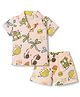 Ollypop Cotton Woven Half Sleeves Shirt & Shorts Co-Ord Night Suit With Tropical Print - Peach