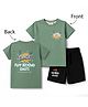 Lazy Bones Sinker Knit Half Sleeves Sports Theme Printed T-Shirt & Shorts Set - Mint