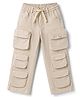 Ruff Cotton Woven Full Length Baggy Fit Solid Cargo Trouser - Cream