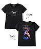 Ruff Knit Half Sleeves Text Printed T-Shirt - Black
