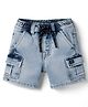 Ruff Denim Knee Length Washed Bermuda With Cargo Pocket - Light Blue