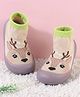 Cute Walk by Babyhug Slip On Sock Shoes With Deer Design - Beige & Green