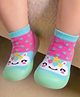 Cute Walk by Babyhug Slip on Sock Shoes with Unicorn & Polka Dot Print - Sea Green