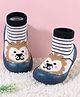 Cute Walk by Babyhug Slip On Sock Shoes With Tiger Design - Blue & White