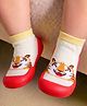 Cute Walk by Babyhug Slip on Sock Shoes with Tiger Print - Red