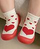 Cute Walk by Babyhug Slip-On Closure Sock Shoes With Heart Print - Red