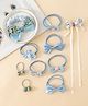 Babyhug Free Size Hair Rubber Bands with Bow, Flower Applique pack of 10 - Blue