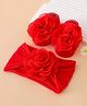 Bonfino Headband & Socks Combo Set With Flower Applique - Red