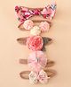Bonfino Headbands With Bow and Floral Applique Pack of 5 - Pink,Peach