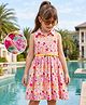 Hola Bonita Woven Sleeveless Floral Printed Frock With Belt - Multicolor