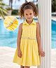 Hola Bonita Cotton Woven Sleeveless Knee Length Solid Dress Yellow 4-5 Years