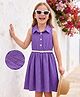 Hola Bonita Woven One Piece Dresses/Frocks Sleeveless Collar Neck Knee Length Solid Lilac 4-5 Years