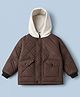 Pine Kids Woven Hoodies with Full Raglan Sleeves and Diamond Quilting Design in Brown