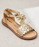 boyz n galz Bow Applique Detailed Floral Designed Velcro Closure Sandals - Gold