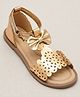 boyz n galz Bow Applique Detailed Floral Designed Velcro Closure Sandals - Rose Gold