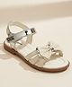 boyz n galz Glitter Embellished Bow Applique Detailed Velcro Closure Sandals - White