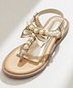 boyz n galz Pearl & Bow Applique Detailed Sandals - Gold