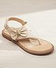 boyz n galz Stones Embellished Bow Applique Detailed Velcro Closure Sandals - Cream