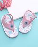 Babyoye Velcro Closure Flip Flops With Teddy Bear Print - Pink