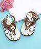 Babyoye Velcro Closure Flip Flops With Teddy Bear Print - Beige