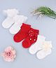 KIDLINGSS Cotton Knit Pack of 3 Bow Applique & Frill Detailed Socks - Multi Colour