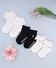 KIDLINGSS Cotton Knit Pack Of 3 Frill & Bow Applique Detailed Socks - Multi Colour