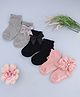 KIDLINGSS Cotton Knit Pack Of 3 Floral & Bow Applique Detailed Socks - Multi Colour