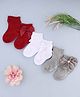 KIDLINGSS Cotton Knit Pack Of 3 Floral & Bow Applique Detailed Socks - Multi Colour