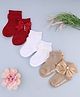 KIDLINGSS Cotton Knit Pack Of 3 Bow Applique Detailed Socks - Multi Colour